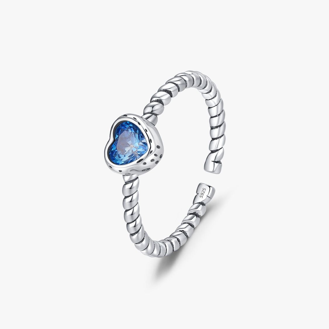 Blue Zircon Heart Ring