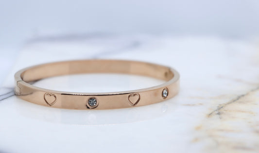 Heart Love Bangle (Rose Gold)