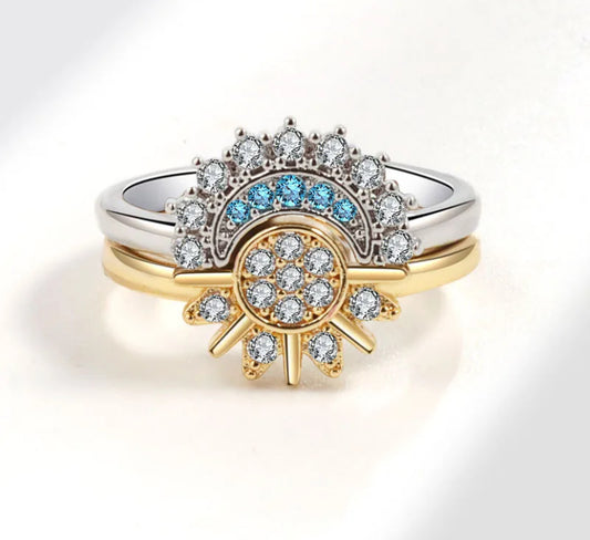 Sun & Moon Adjustable Ring Set